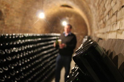 Philippe Paques in his Champagne Cellars